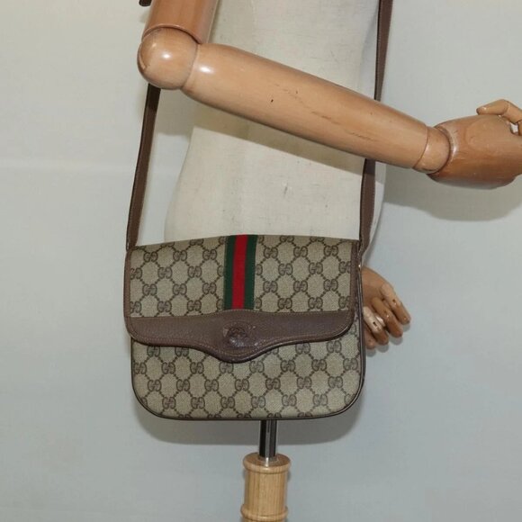 GUCCI GG Supreme Web Sherry Line Bag PVC Beige - Picture 1 of 16